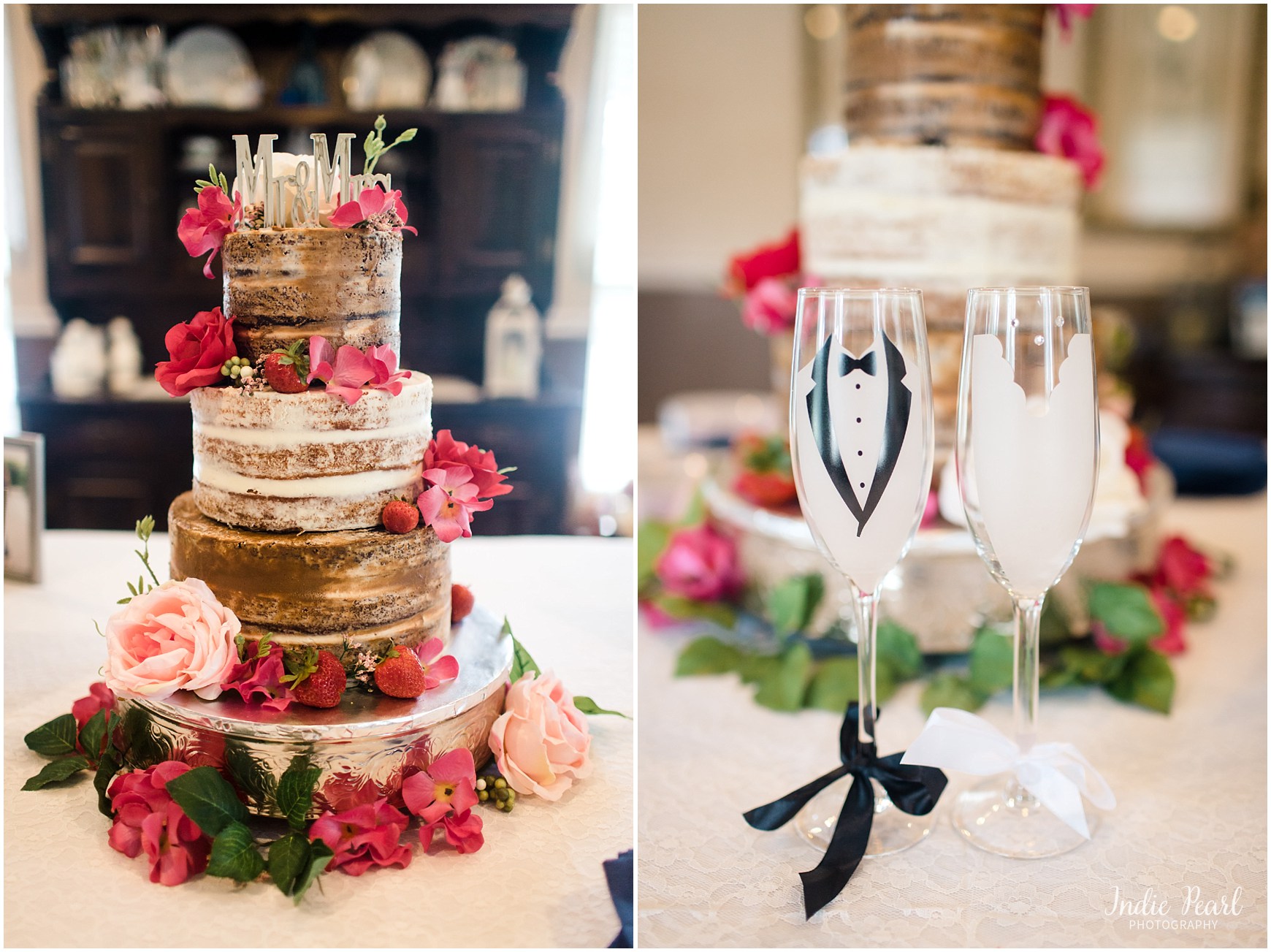 Naked Wedding Cake with flowers