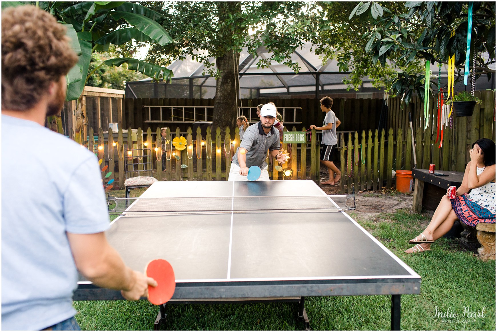 Fiesta themed backyard reception ping pong