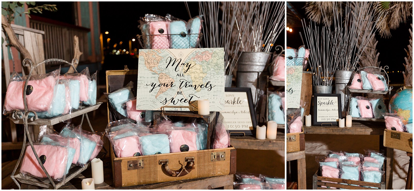 Sparkler Exit with cotton candy wedding favors