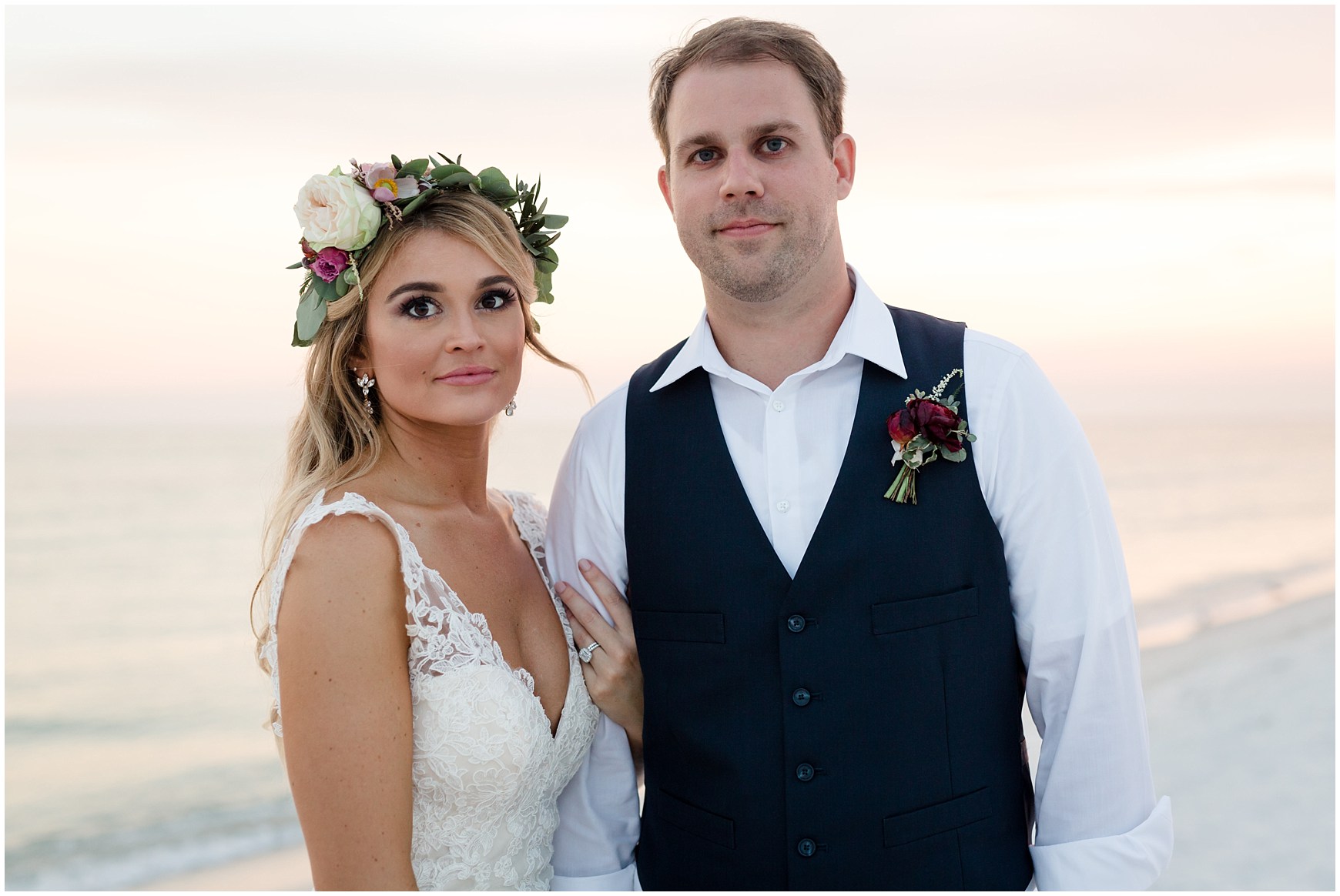 Bride and Groom portraits on Pensacola Beach at Landshark