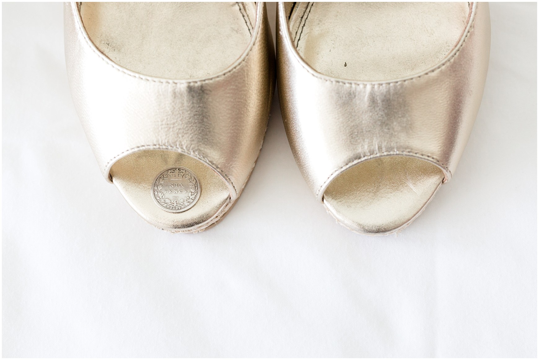 Six Pence in bride's wedding shoes