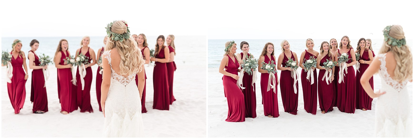 Bride first look with Bridesmaids