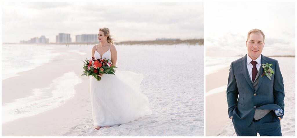 Bride and Groom Portrait on beach in Destin FL